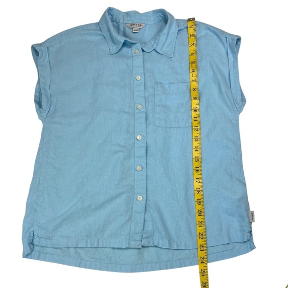 Orvis Linen & Rayon Blend Sleeveless Button Down Top Blue Size Small - Picture 5 of 6